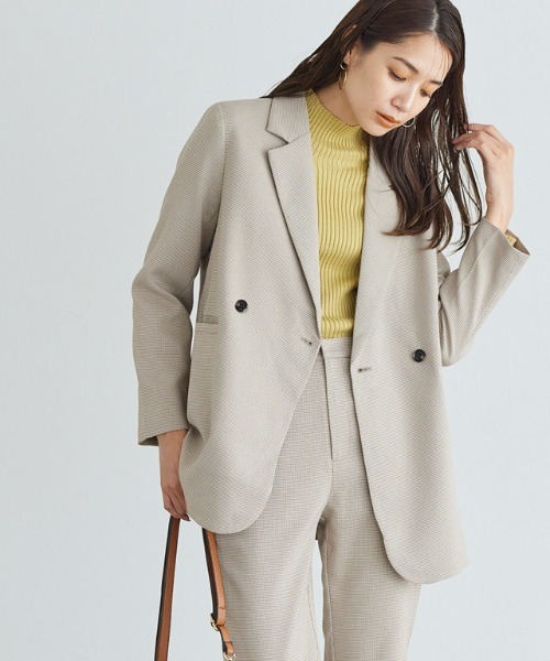 Pierrot（ピエロ）の「チェックダブルジャケット（テーラードジャケット・レディース・ベージュ/アイボリー・M/L）」の5枚目の写真
