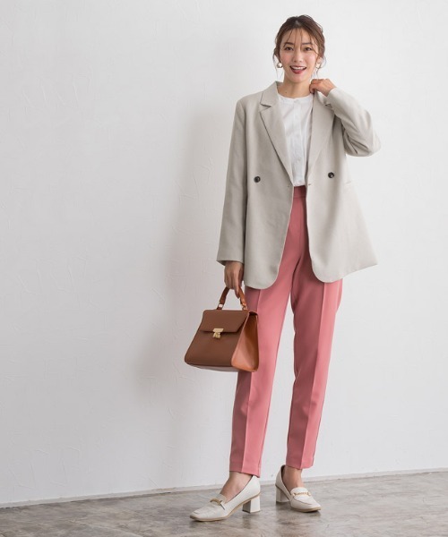 Pierrot（ピエロ）の「チェックダブルジャケット（テーラードジャケット・レディース・ベージュ/アイボリー・M/L）」の11枚目の写真