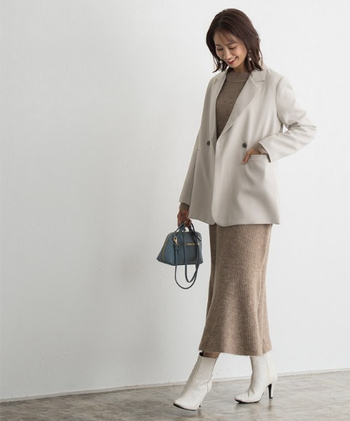 Pierrot（ピエロ）の「チェックダブルジャケット（テーラードジャケット・レディース・ベージュ/アイボリー・M/L）」の17枚目の写真