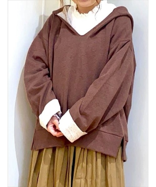 Samansa Mos2(サマンサ モスモス)の「セーラーカラー見え裏毛パーカー(パーカー・レディース・ブラウン/グレー/チャコール/キナリ・フリ-)」の4枚目の写真