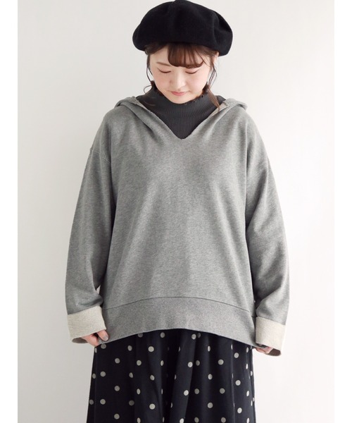 Samansa Mos2(サマンサ モスモス)の「セーラーカラー見え裏毛パーカー(パーカー・レディース・ブラウン/グレー/チャコール/キナリ・フリ-)」の3枚目の写真