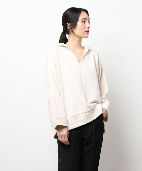 Samansa Mos2(サマンサ モスモス)の「セーラーカラー見え裏毛パーカー(パーカー・レディース・ブラウン/グレー/チャコール/キナリ・フリ-)」の9枚目の写真