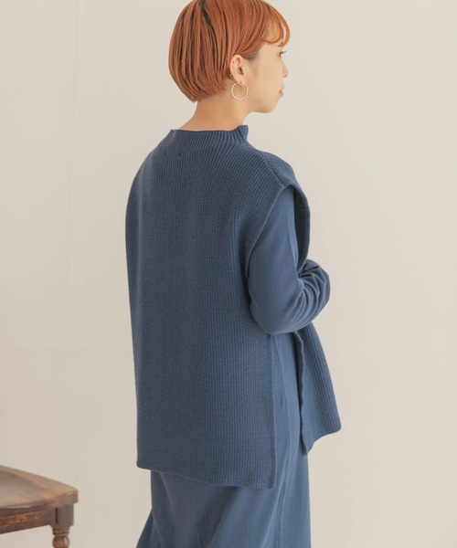 ITEMS URBANRESEARCH（アイテムズ アーバンリサーチ）の「ベストセットニットワンピース（ワンピース・レディース・スミクロ/ブルー/ベージュ・FREE）」の11枚目の写真