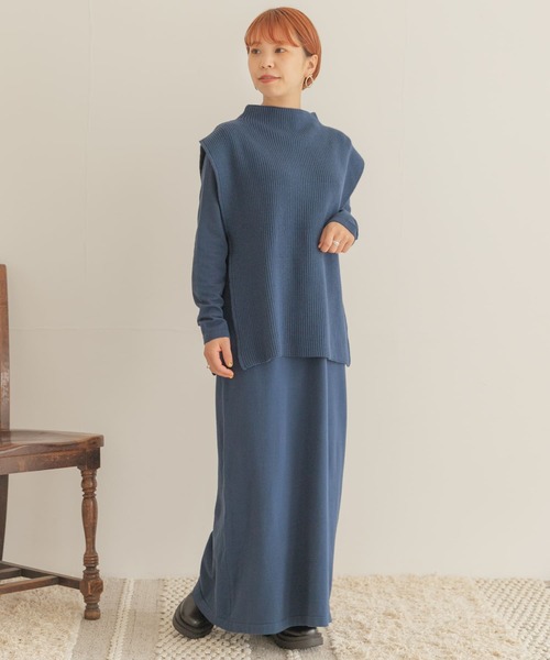 ITEMS URBANRESEARCH（アイテムズ アーバンリサーチ）の「ベストセットニットワンピース（ワンピース・レディース・スミクロ/ブルー/ベージュ・FREE）」の19枚目の写真