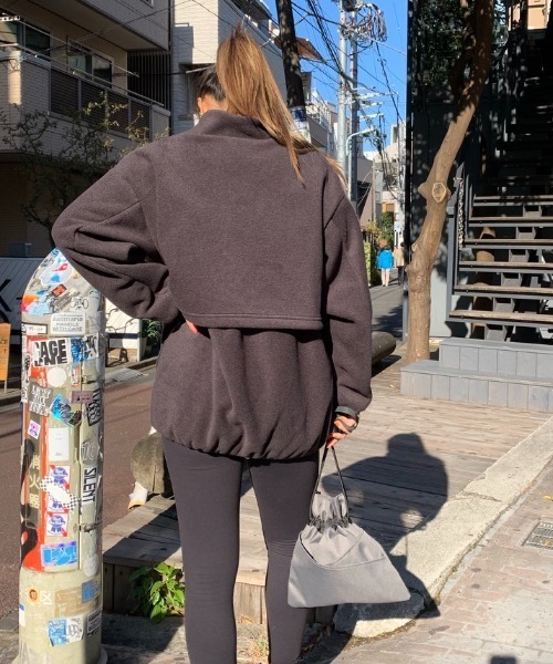 PIPING HOT FUTURE（パイピングホットフューチャー）の「HALF BUTTON  FLEECE BLOUSON（スウェット・レディース・ブラック/ネイビー・SMALL/MEDIUM/LARGE）」の5枚目の写真