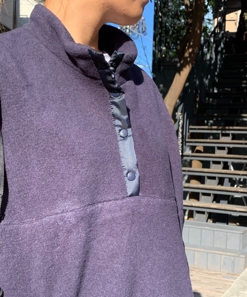 PIPING HOT FUTURE（パイピングホットフューチャー）の「HALF BUTTON  FLEECE BLOUSON（スウェット・レディース・ブラック/ネイビー・SMALL/MEDIUM/LARGE）」の8枚目の写真