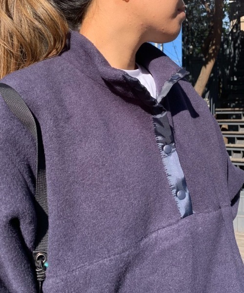 PIPING HOT FUTURE（パイピングホットフューチャー）の「HALF BUTTON  FLEECE BLOUSON（スウェット・レディース・ブラック/ネイビー・SMALL/MEDIUM/LARGE）」の7枚目の写真