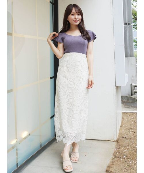 MERCURYDUO（マーキュリーデュオ）の「ケミカルレースペンシルスカート（スカート・レディース・アイボリー/イエロー/ラベンダー・SMALL/MEDIUM）」の6枚目の写真