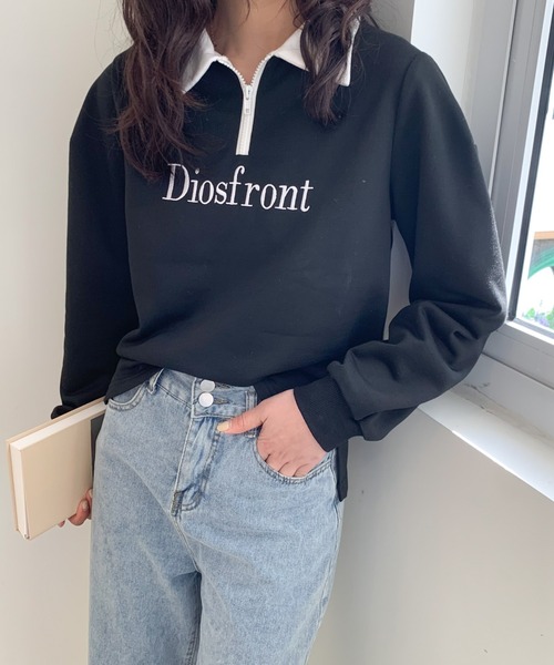 Diosfront(ディオスフロント)の「【2022SS新作】カラー刺繍フロントジップスウェットトレーナー(Tシャツ/カットソー・レディース・ホワイト/ブラック/グレー/ネイビー・M/L)」の15枚目の写真