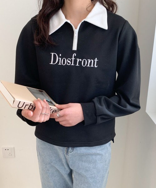 Diosfront(ディオスフロント)の「【2022SS新作】カラー刺繍フロントジップスウェットトレーナー(Tシャツ/カットソー・レディース・ホワイト/ブラック/グレー/ネイビー・M/L)」の16枚目の写真