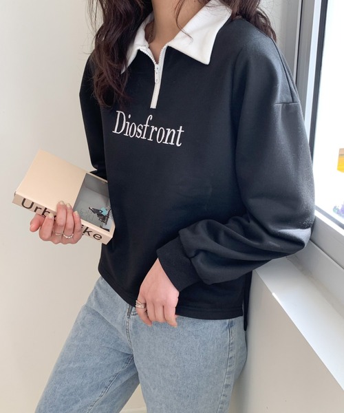 Diosfront(ディオスフロント)の「【2022SS新作】カラー刺繍フロントジップスウェットトレーナー(Tシャツ/カットソー・レディース・ホワイト/ブラック/グレー/ネイビー・M/L)」の17枚目の写真