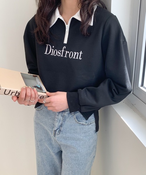 Diosfront(ディオスフロント)の「【2022SS新作】カラー刺繍フロントジップスウェットトレーナー(Tシャツ/カットソー・レディース・ホワイト/ブラック/グレー/ネイビー・M/L)」の18枚目の写真