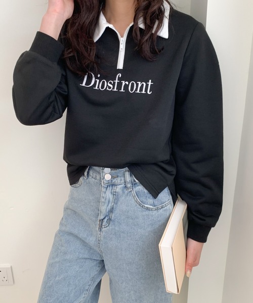 Diosfront(ディオスフロント)の「【2022SS新作】カラー刺繍フロントジップスウェットトレーナー(Tシャツ/カットソー・レディース・ホワイト/ブラック/グレー/ネイビー・M/L)」の19枚目の写真