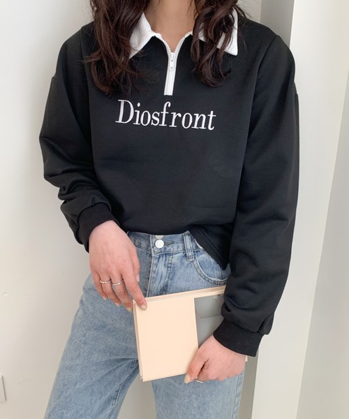 Diosfront(ディオスフロント)の「【2022SS新作】カラー刺繍フロントジップスウェットトレーナー(Tシャツ/カットソー・レディース・ホワイト/ブラック/グレー/ネイビー・M/L)」の20枚目の写真