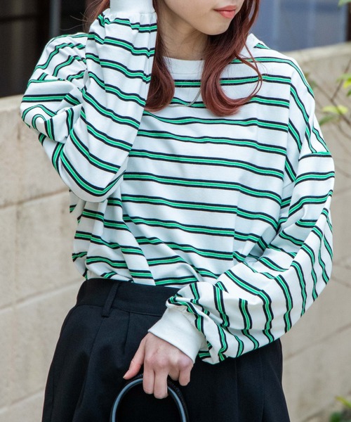 WEGO(ウィゴー)の「WEGO/BIGボーダーロンT(Tシャツ/カットソー・レディース・ホワイト/ピンク・FREE)」の2枚目の写真