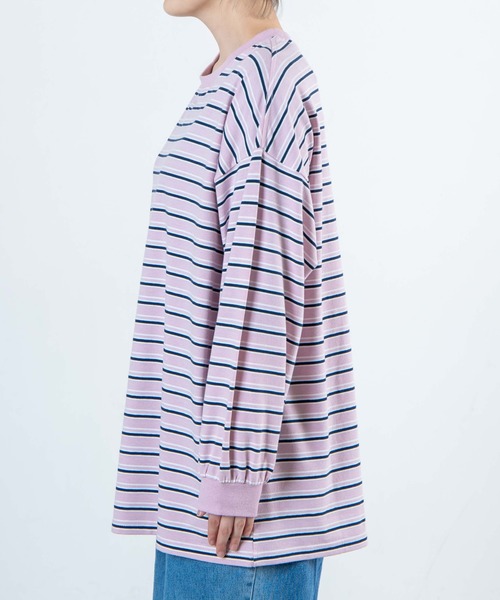 WEGO(ウィゴー)の「WEGO/BIGボーダーロンT(Tシャツ/カットソー・レディース・ホワイト/ピンク・FREE)」の4枚目の写真