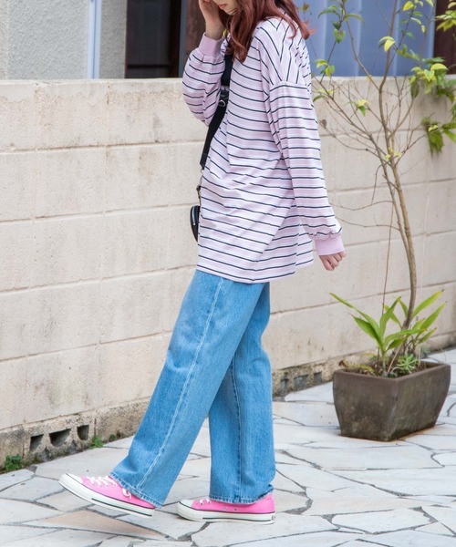 WEGO(ウィゴー)の「WEGO/BIGボーダーロンT(Tシャツ/カットソー・レディース・ホワイト/ピンク・FREE)」の11枚目の写真