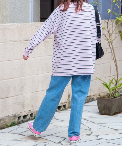 WEGO(ウィゴー)の「WEGO/BIGボーダーロンT(Tシャツ/カットソー・レディース・ホワイト/ピンク・FREE)」の3枚目の写真