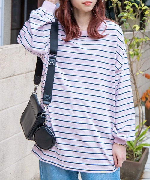 WEGO(ウィゴー)の「WEGO/BIGボーダーロンT(Tシャツ/カットソー・レディース・ホワイト/ピンク・FREE)」の9枚目の写真