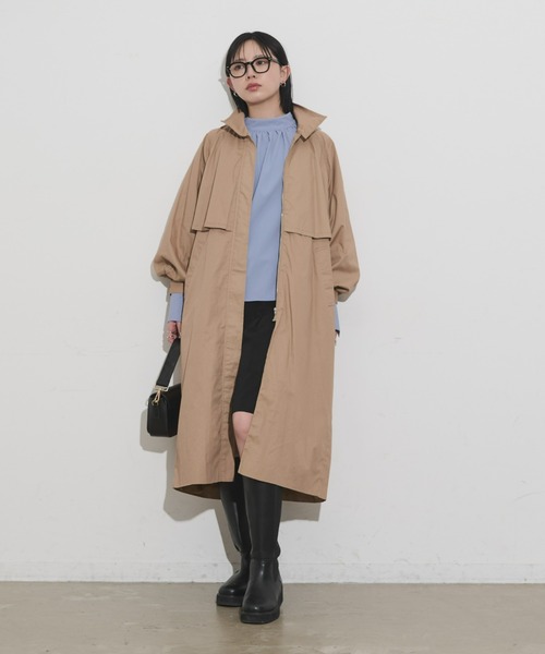 Aunt Marie's(アントマリーズ)の「スタンドカラーボリュームスリーブトレンチコート(トレンチコート・レディース・ブラック/ベージュ・FREE/MEDIUM/TALL)」の9枚目の写真