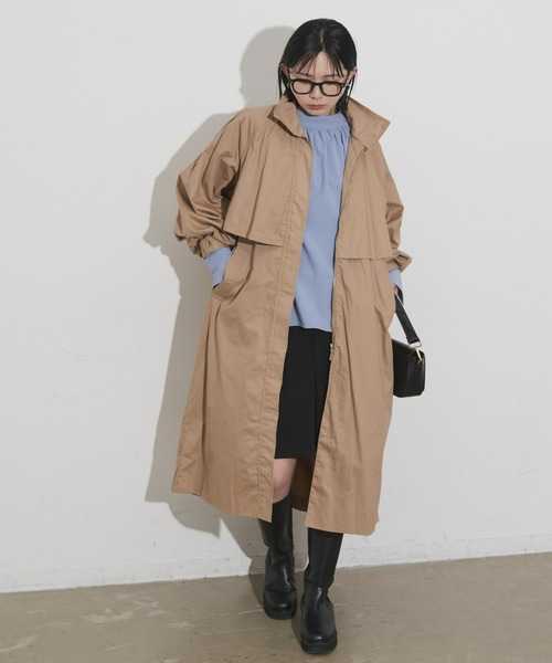 Aunt Marie's(アントマリーズ)の「スタンドカラーボリュームスリーブトレンチコート(トレンチコート・レディース・ブラック/ベージュ・FREE/MEDIUM/TALL)」の8枚目の写真
