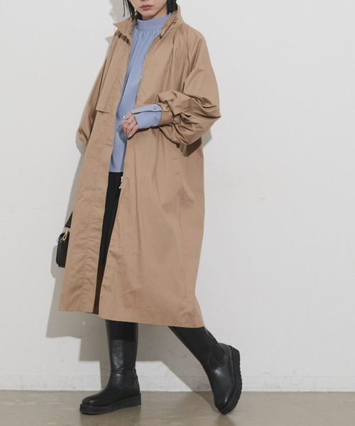 Aunt Marie's(アントマリーズ)の「スタンドカラーボリュームスリーブトレンチコート(トレンチコート・レディース・ブラック/ベージュ・FREE/MEDIUM/TALL)」の7枚目の写真