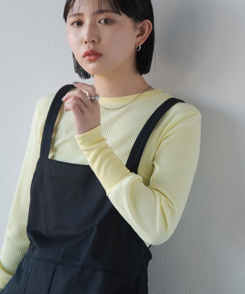 Aunt Marie's（アントマリーズ）の「ロングスリーブリブカットソー（Tシャツ/カットソー・レディース・ホワイト×ブラック/ブラック/ライトグリーン/ライトブルー/イエロー/ピンク・FREE）」の11枚目の写真