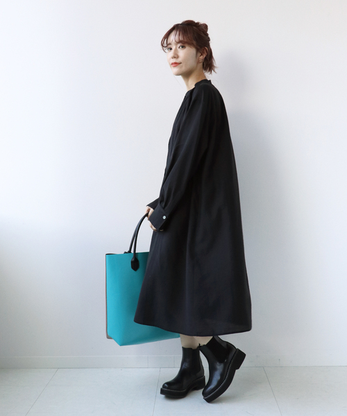 Simplicite（サンプリシテ）の「バンドカラーミニワンピース◆（シャツワンピース・レディース・ホワイト/ブラック/ブルー・FREE）」の6枚目の写真