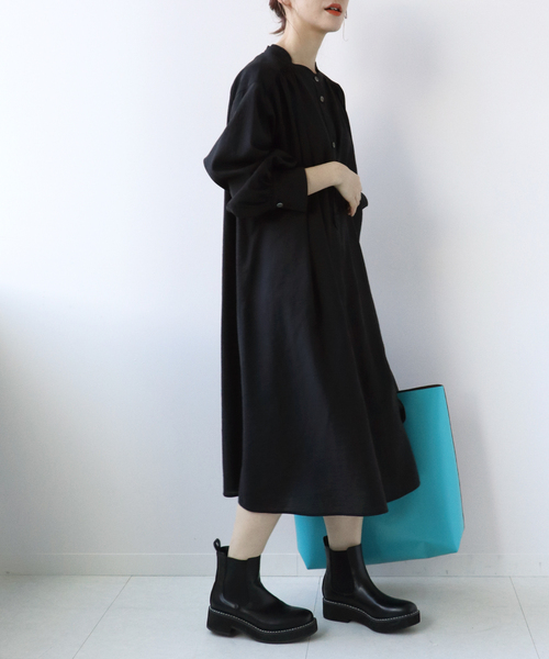 Simplicite（サンプリシテ）の「バンドカラーミニワンピース◆（シャツワンピース・レディース・ホワイト/ブラック/ブルー・FREE）」の8枚目の写真