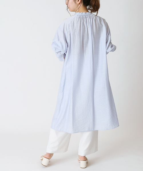 Simplicite（サンプリシテ）の「バンドカラーミニワンピース◆（シャツワンピース・レディース・ホワイト/ブラック/ブルー・FREE）」の16枚目の写真