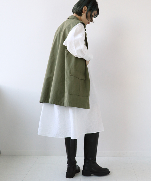 Simplicite（サンプリシテ）の「バンドカラーミニワンピース◆（シャツワンピース・レディース・ホワイト/ブラック/ブルー・FREE）」の21枚目の写真