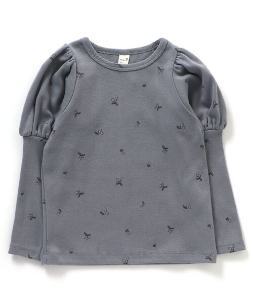 apres les cours(アプレレクール)の「WEB限定 総柄パフスリーブロンT(Tシャツ/カットソー・キッズ・グレー/ブラック/ブルー/ミント/アイボリー/サーモンピンク・120/100/90/130/80/140/110)」の5枚目の写真