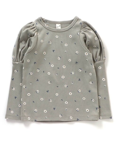 apres les cours(アプレレクール)の「WEB限定 総柄パフスリーブロンT(Tシャツ/カットソー・キッズ・グレー/ブラック/ブルー/ミント/アイボリー/サーモンピンク・120/100/90/130/80/140/110)」の4枚目の写真