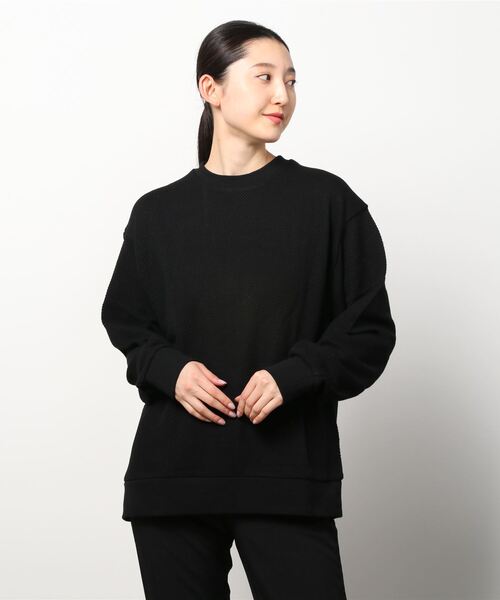Bling Leads(ブリングリーズ)の「『Bling leads』ワッフル クルーネックカットソー(Tシャツ/カットソー・レディース・ブラック/モカ/グレイッシュベージュ・MEDIUM/LARGE/X-LARGE)」の2枚目の写真