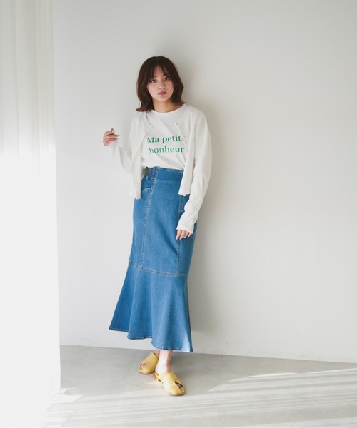 FREE'S MART（フリーズマート）の「【Sシリーズ対応】◇パネル切替マーメイドデニムスカート（デニムスカート・レディース・インディゴブルー/ホワイト系その他/ワンウォッシュ・SMALL/MEDIUM/X-SMALL）」の6枚目の写真