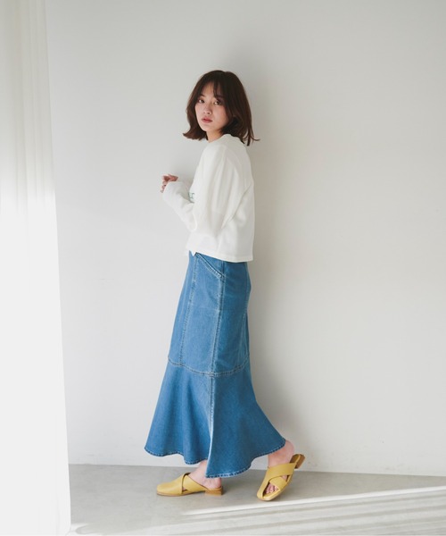 FREE'S MART（フリーズマート）の「【Sシリーズ対応】◇パネル切替マーメイドデニムスカート（デニムスカート・レディース・インディゴブルー/ホワイト系その他/ワンウォッシュ・SMALL/MEDIUM/X-SMALL）」の7枚目の写真