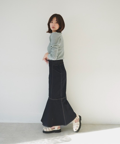 FREE'S MART（フリーズマート）の「【Sシリーズ対応】◇パネル切替マーメイドデニムスカート（デニムスカート・レディース・インディゴブルー/ホワイト系その他/ワンウォッシュ・SMALL/MEDIUM/X-SMALL）」の10枚目の写真