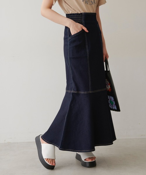 FREE'S MART（フリーズマート）の「【Sシリーズ対応】◇パネル切替マーメイドデニムスカート（デニムスカート・レディース・インディゴブルー/ホワイト系その他/ワンウォッシュ・SMALL/MEDIUM/X-SMALL）」の19枚目の写真