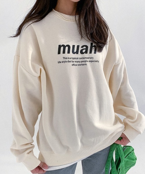 [muahmuah]SIGNATURE BACKPOINT スウェットシャツ★新作・24AW★ muahmuah]SIGNATURE BACKPOINT スウェットシャツ☆新作・24AW