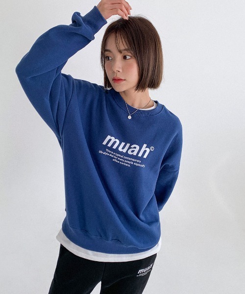 [muahmuah]SIGNATURE BACKPOINT スウェットシャツ★新作・24AW★ muahmuah]SIGNATURE BACKPOINT スウェットシャツ☆新作・24AW