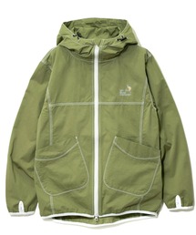 go slow caravan | ツイル/麻混デニム ステッチワークパーカJK(ブルゾン)