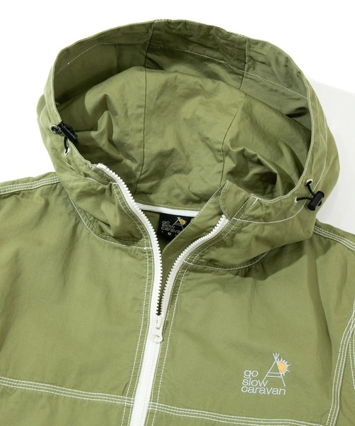 go slow caravan（ゴースローキャラバン）の「ツイル/麻混デニム ステッチワークパーカJK（ブルゾン・メンズ・インディゴブルー/カーキ/サンドベージュ・MEDIUM/X-LARGE/LARGE）」の4枚目の写真