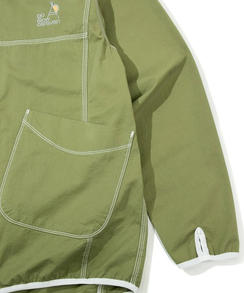 go slow caravan（ゴースローキャラバン）の「ツイル/麻混デニム ステッチワークパーカJK（ブルゾン・メンズ・インディゴブルー/カーキ/サンドベージュ・MEDIUM/X-LARGE/LARGE）」の13枚目の写真