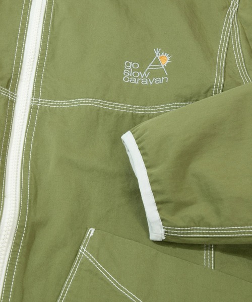 go slow caravan（ゴースローキャラバン）の「ツイル/麻混デニム ステッチワークパーカJK（ブルゾン・メンズ・インディゴブルー/カーキ/サンドベージュ・MEDIUM/X-LARGE/LARGE）」の10枚目の写真