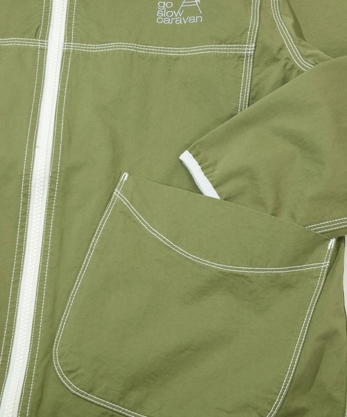 go slow caravan（ゴースローキャラバン）の「ツイル/麻混デニム ステッチワークパーカJK（ブルゾン・メンズ・インディゴブルー/カーキ/サンドベージュ・MEDIUM/X-LARGE/LARGE）」の8枚目の写真