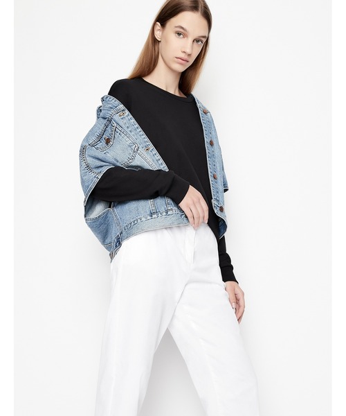 ARMANI EXCHANGE（アルマーニエクスチェンジ）の「【A|X アルマーニ エクスチェンジ】A|Xロゴパッチ　コットンパンツ（チノパンツ・レディース・ホワイト・0/6/4/2）」の2枚目の写真