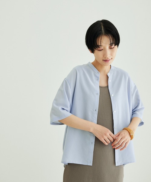 サロン アダム エ ロペ ストライプバンドカラー SALON adam et rope'（サロン アダム エ ロペ）の「【WEB限定