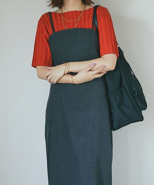 un dix cors(アンディコール)の「定番トップス ワイドリブ半袖ニットプルオーバー(ニット/セーター・レディース・ブラック/グリーン/オフホワイト/オレンジ・FREE)」の4枚目の写真