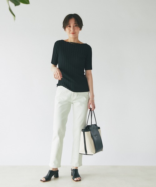 un dix cors(アンディコール)の「定番トップス ワイドリブ半袖ニットプルオーバー(ニット/セーター・レディース・ブラック/グリーン/オフホワイト/オレンジ・FREE)」の21枚目の写真