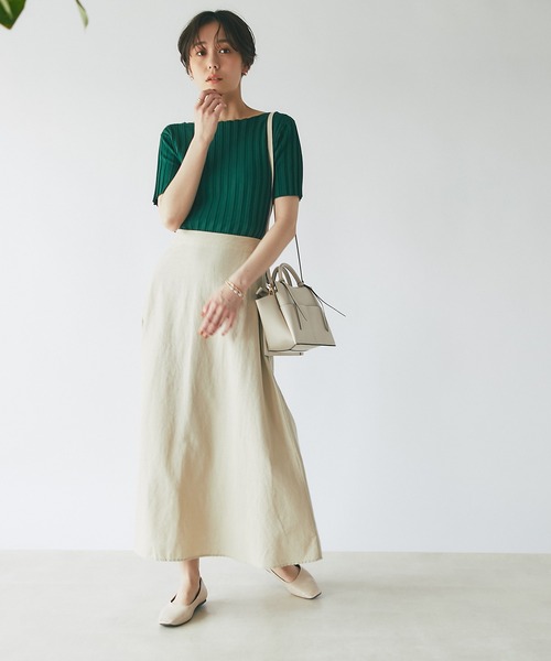 un dix cors(アンディコール)の「定番トップス ワイドリブ半袖ニットプルオーバー(ニット/セーター・レディース・ブラック/グリーン/オフホワイト/オレンジ・FREE)」の13枚目の写真